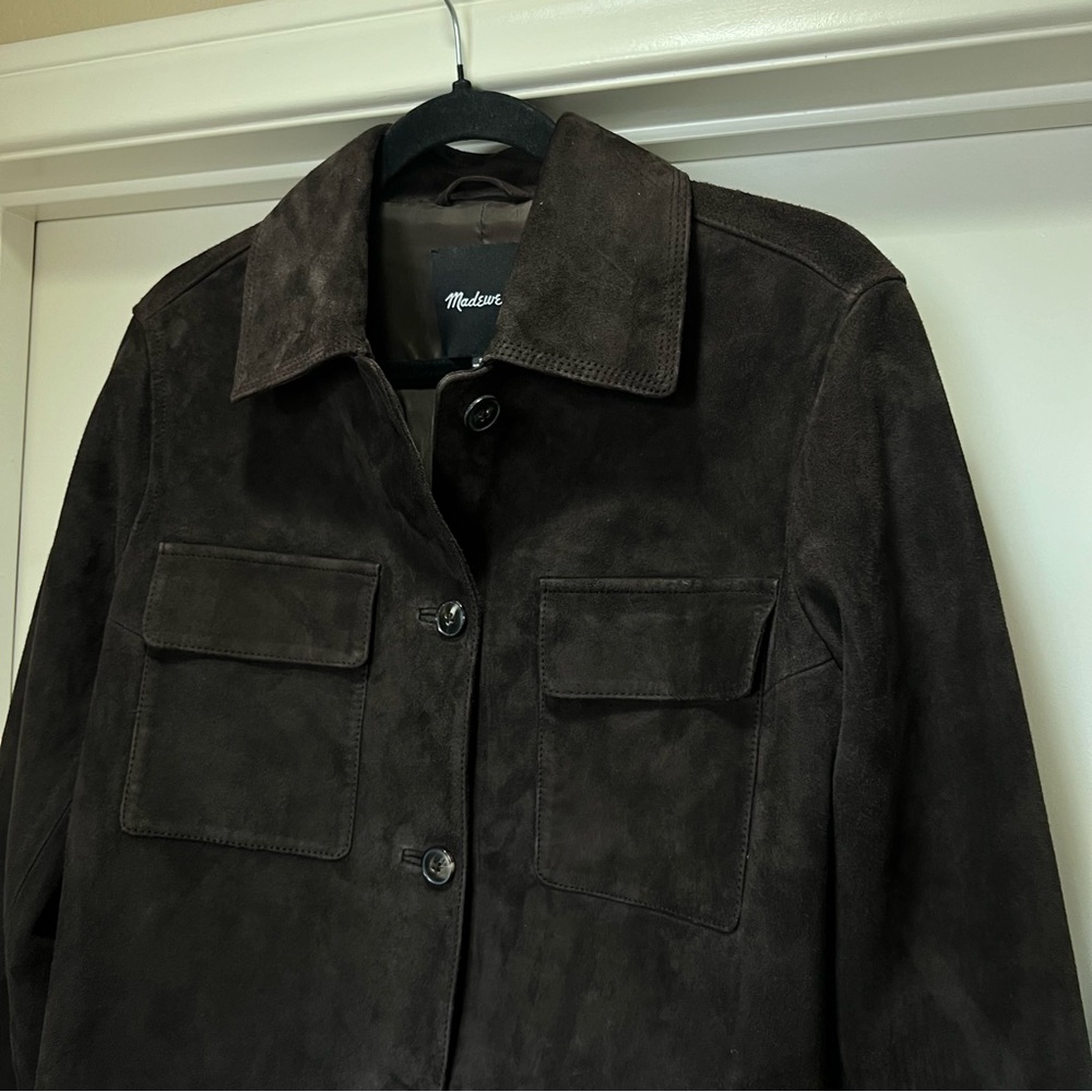 Madewell Stitched-Collar Shirt-Jacket in Suede Dark Carob S - Picture 7 of 16